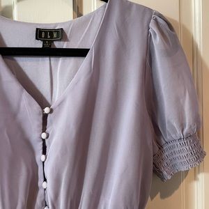 Von Maur Purple Button Ruched Top